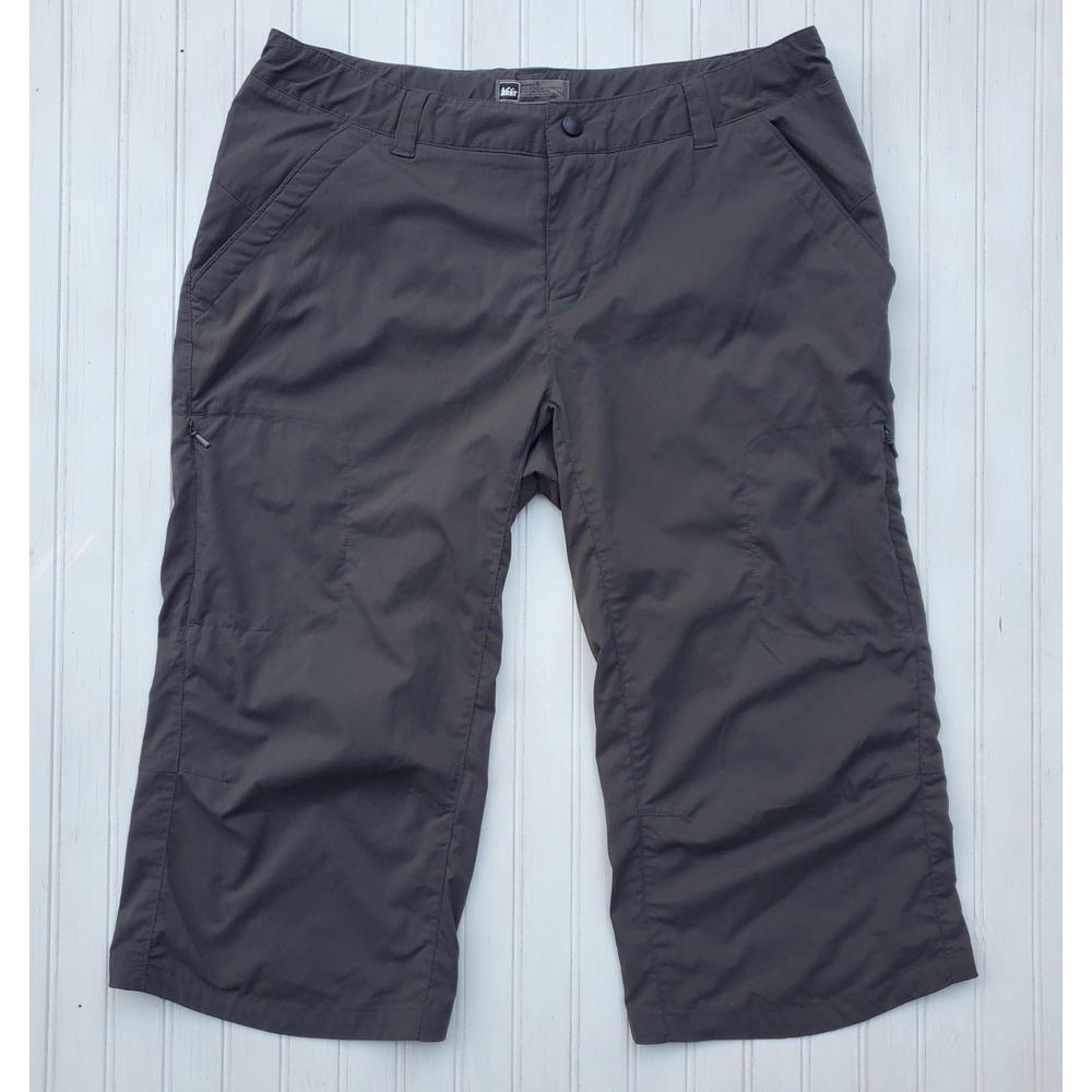 REI Womens 8 Gray Hiking Capri Pants Nylon Spandex Cargo Outdoor Crop Trouser